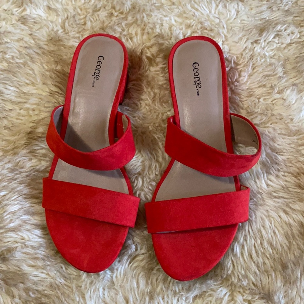 Red Ladies Two Strap Sandals